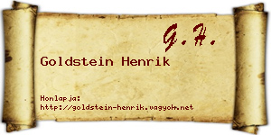 Goldstein Henrik névjegykártya